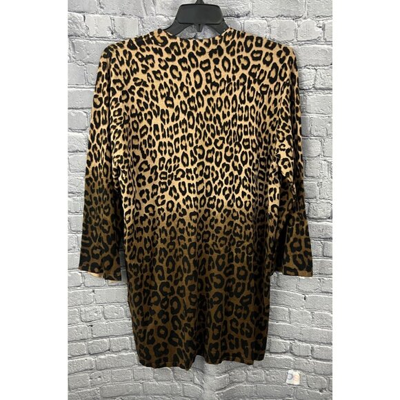 Chico's Cardigan Sweater Size 4 US XXL Flare Sleeve Leopard Print V-neck NWT - Picture 2 of 6
